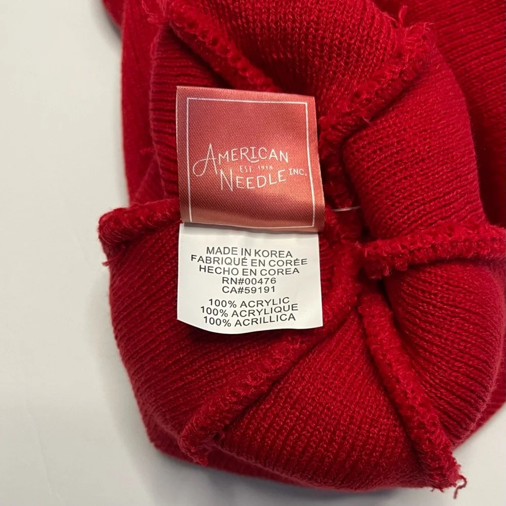 American Needle Red Knit Pom Beanie